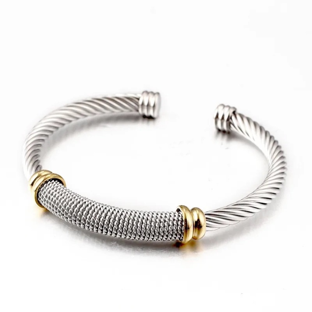 Silver Gold Combo Cable Bangle